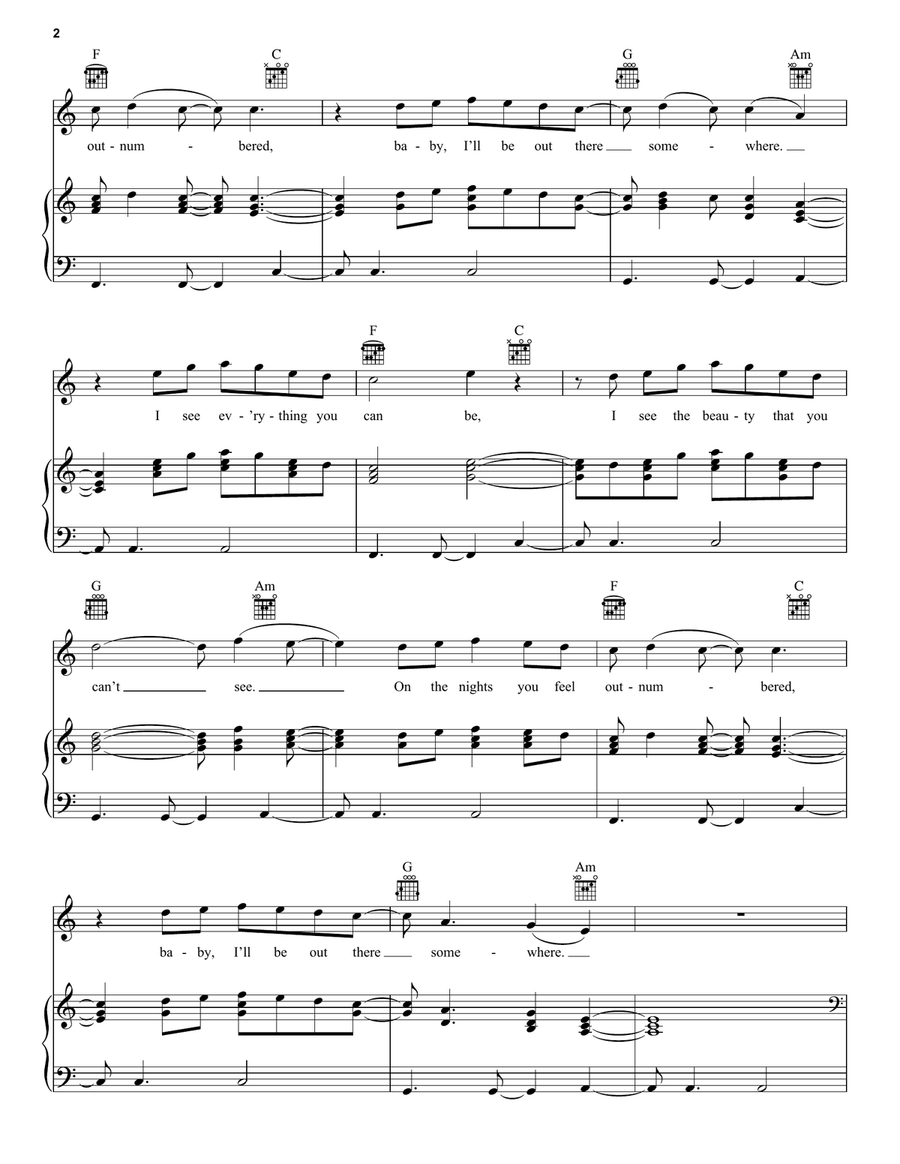 Outnumbered Outnumbered Piano, Vocal, Guitar scores gallery preview page 2