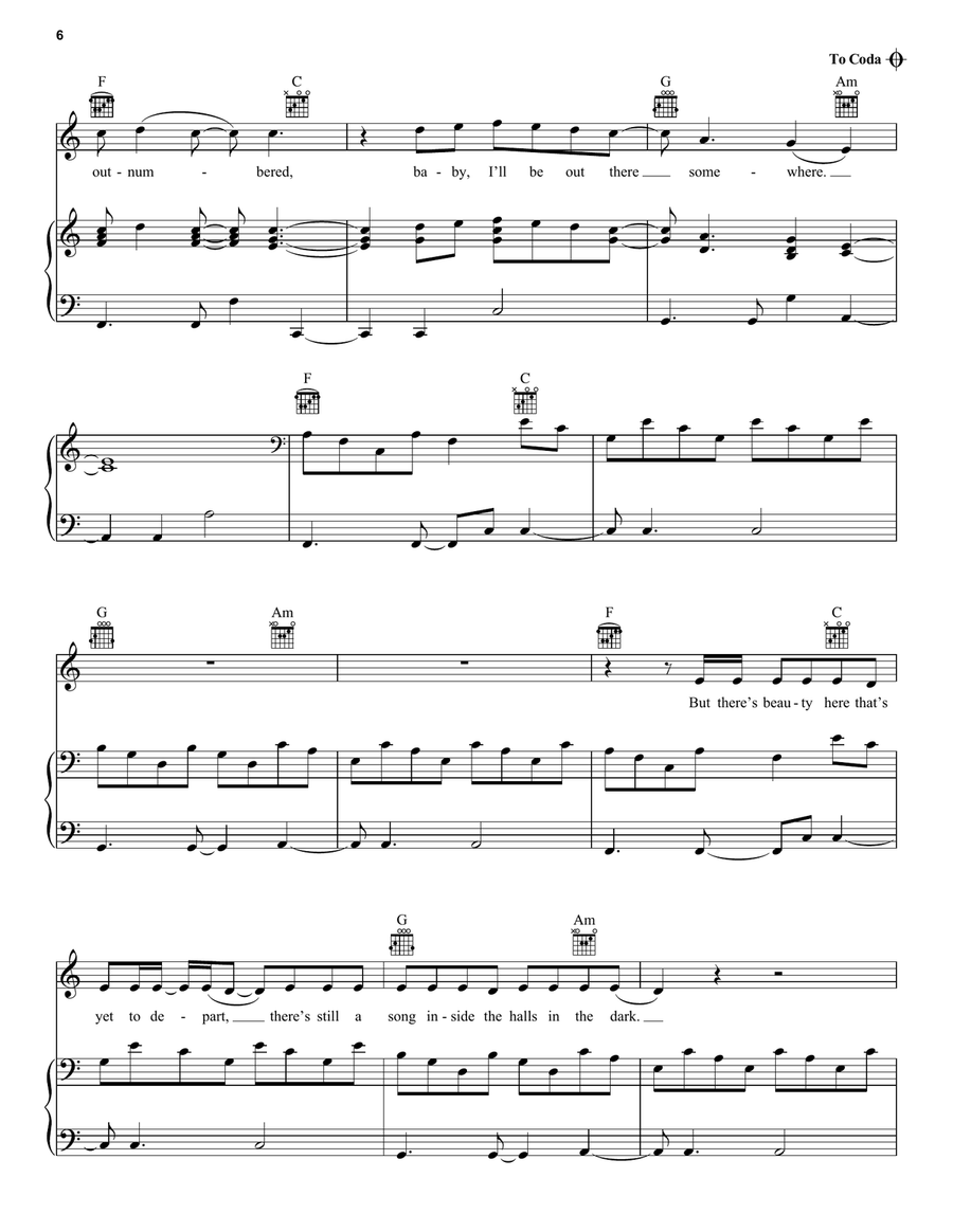 Outnumbered Outnumbered Piano, Vocal, Guitar scores gallery preview page 6