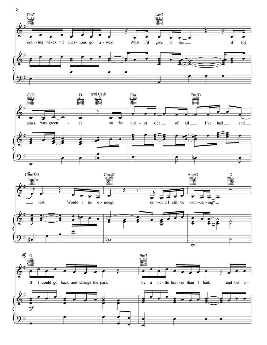 Wondering (from High School Musical: The Musical: The Series) Piano, Vocal, Guitar scores gallery preview page 2