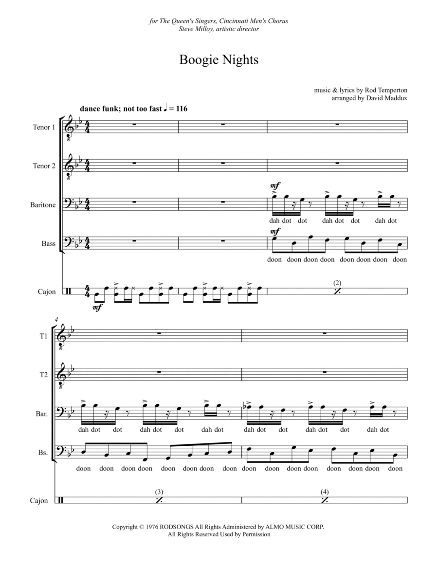 Boogie Nights TTBB scores gallery preview page 1