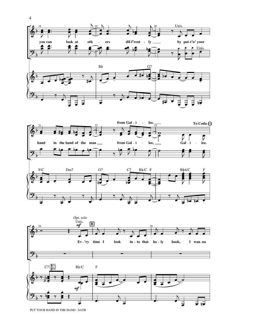 Put Your Hand In The Hand (arr. Kirby Shaw) 4-Part scores gallery preview page 3