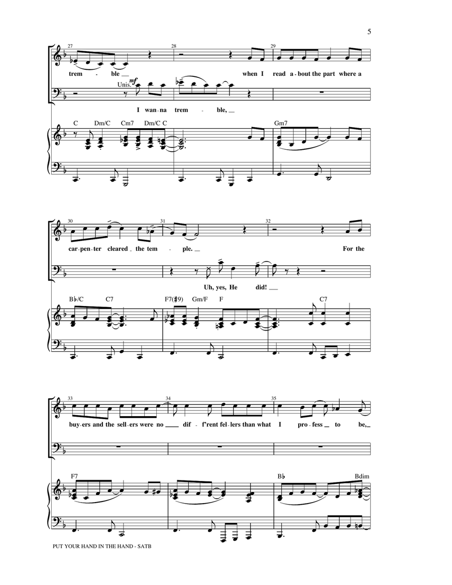 Put Your Hand In The Hand (arr. Kirby Shaw) 4-Part scores gallery preview page 4