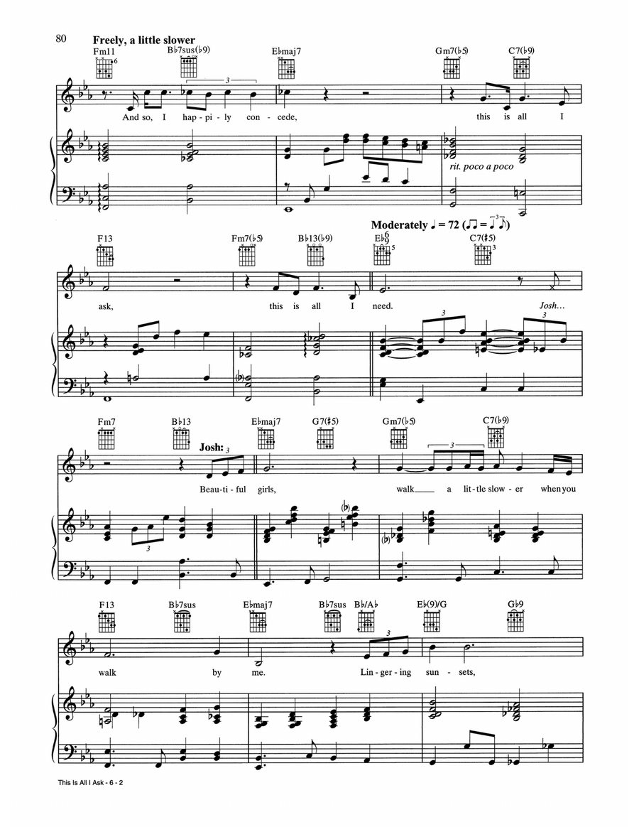 This Is All I Ask (Beautiful Girls Walk A Little Slower) Piano, Vocal, Guitar scores gallery preview page 2