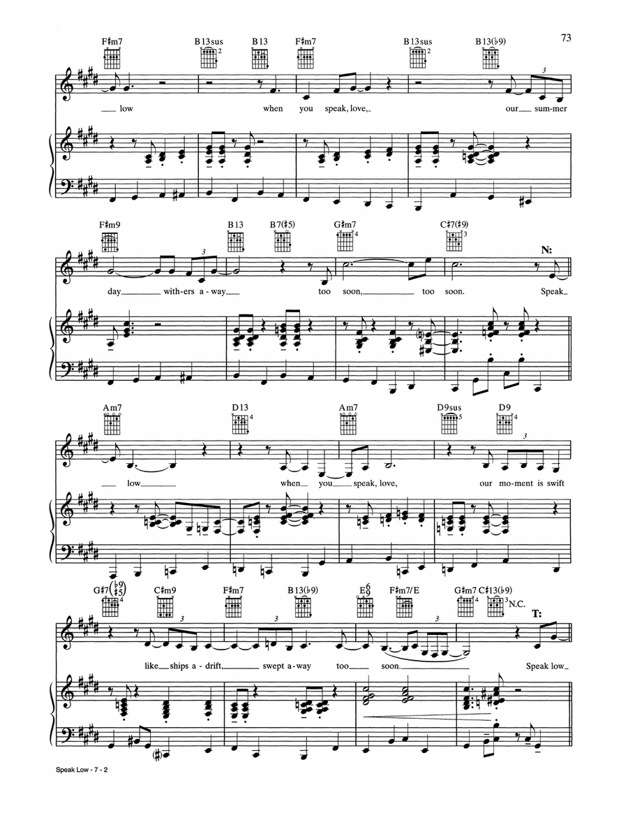 Speak Low Speak Low Piano, Vocal, Guitar scores gallery preview page 2