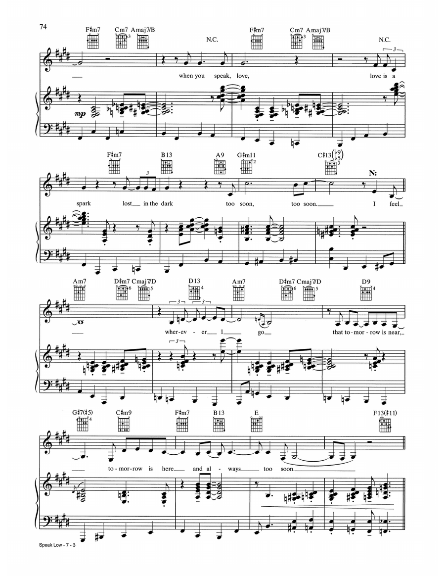 Speak Low Speak Low Piano, Vocal, Guitar scores gallery preview page 3