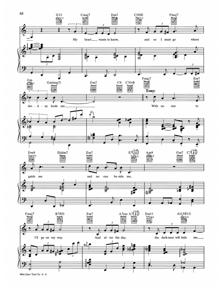 Who Can I Turn To (When Nobody Needs Me) Piano, Vocal, Guitar scores gallery preview page 2