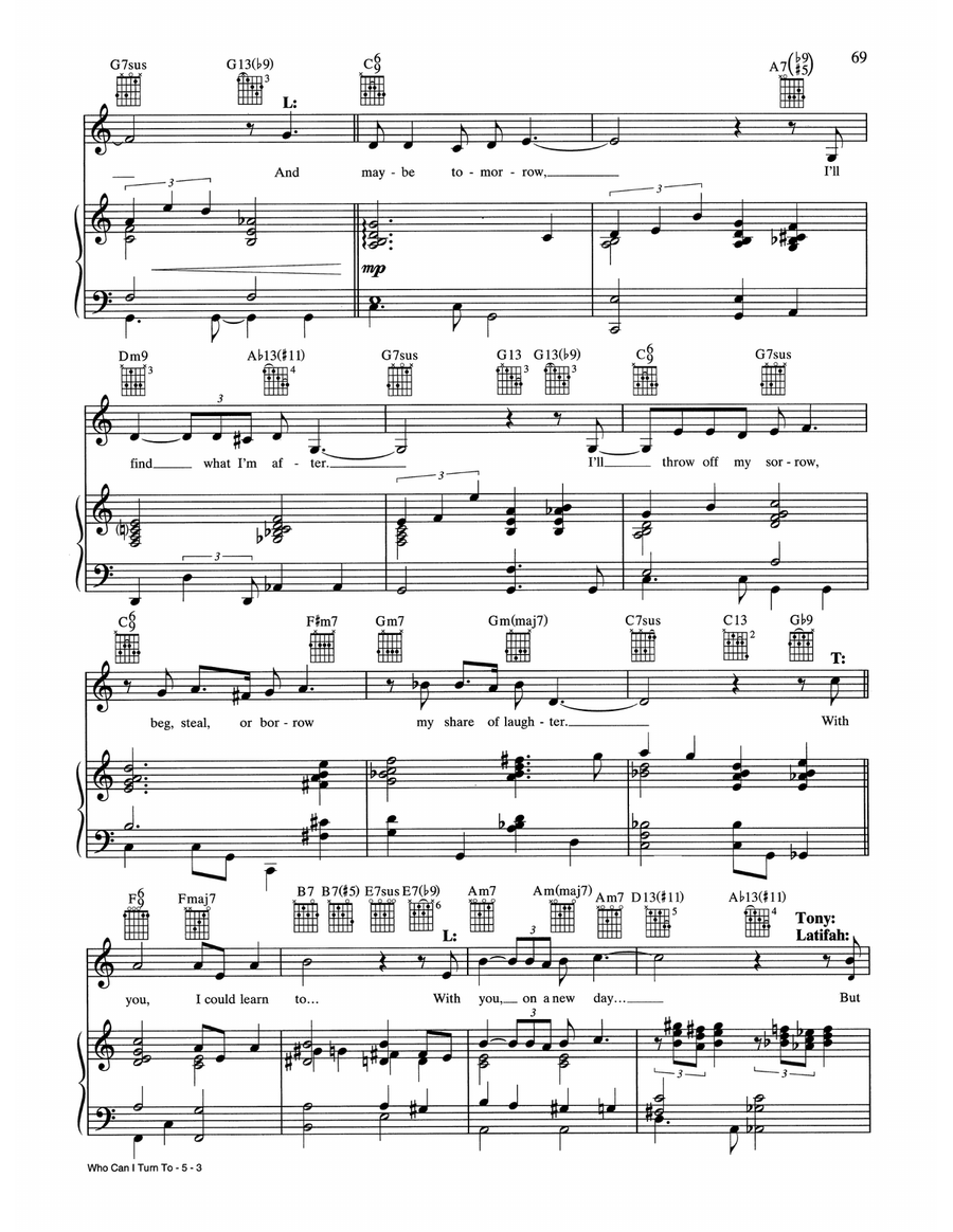 Who Can I Turn To (When Nobody Needs Me) Piano, Vocal, Guitar scores gallery preview page 3