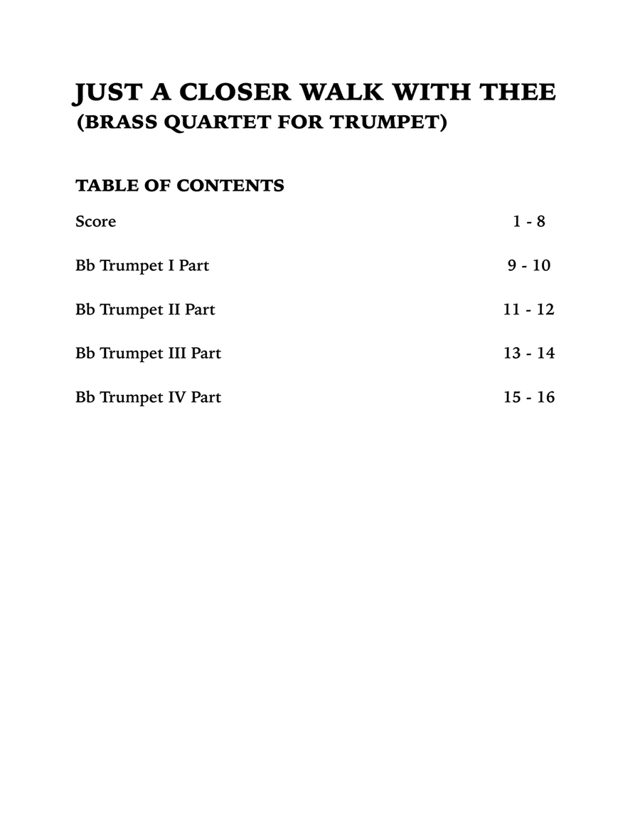 Just a Closer Walk with Thee / Solace (Trumpet Quartet) Brass Quartet scores gallery preview page 4