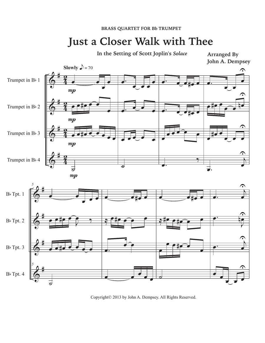 Just a Closer Walk with Thee / Solace (Trumpet Quartet) Brass Quartet scores gallery preview page 5