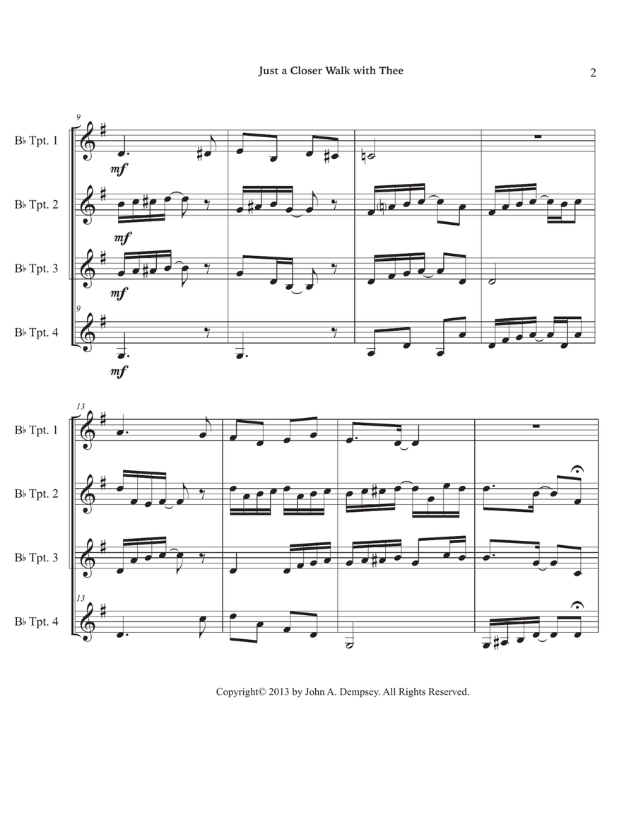 Just a Closer Walk with Thee / Solace (Trumpet Quartet) Brass Quartet scores gallery preview page 6