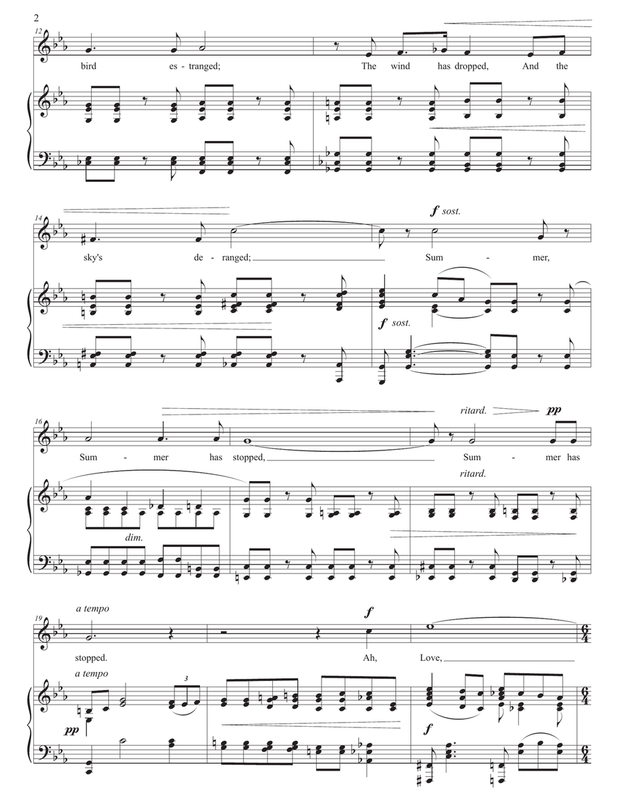 BEACH: Ah, Love, but a day! Op. 44 no. 2 (transposed to C minor) Piano, Vocal scores gallery preview page 3