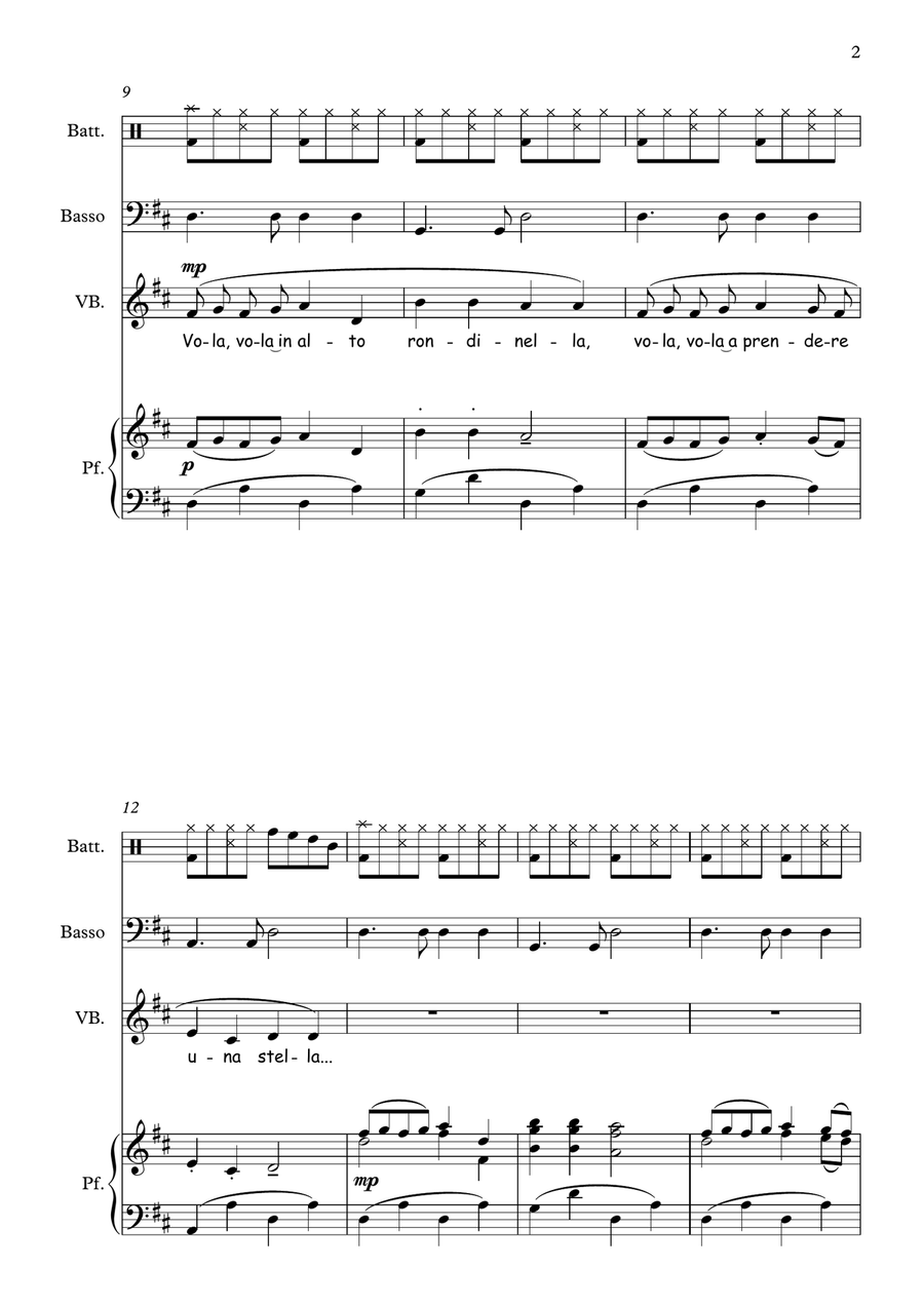 La rondinella (Band version) Unison Choir scores gallery preview page 2