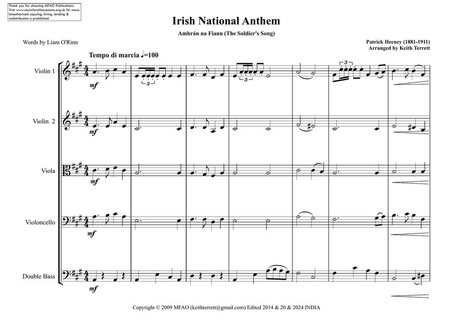 Irish National Anthem for String Orchestra (World National Anthem Series) String Orchestra scores gallery preview page 2