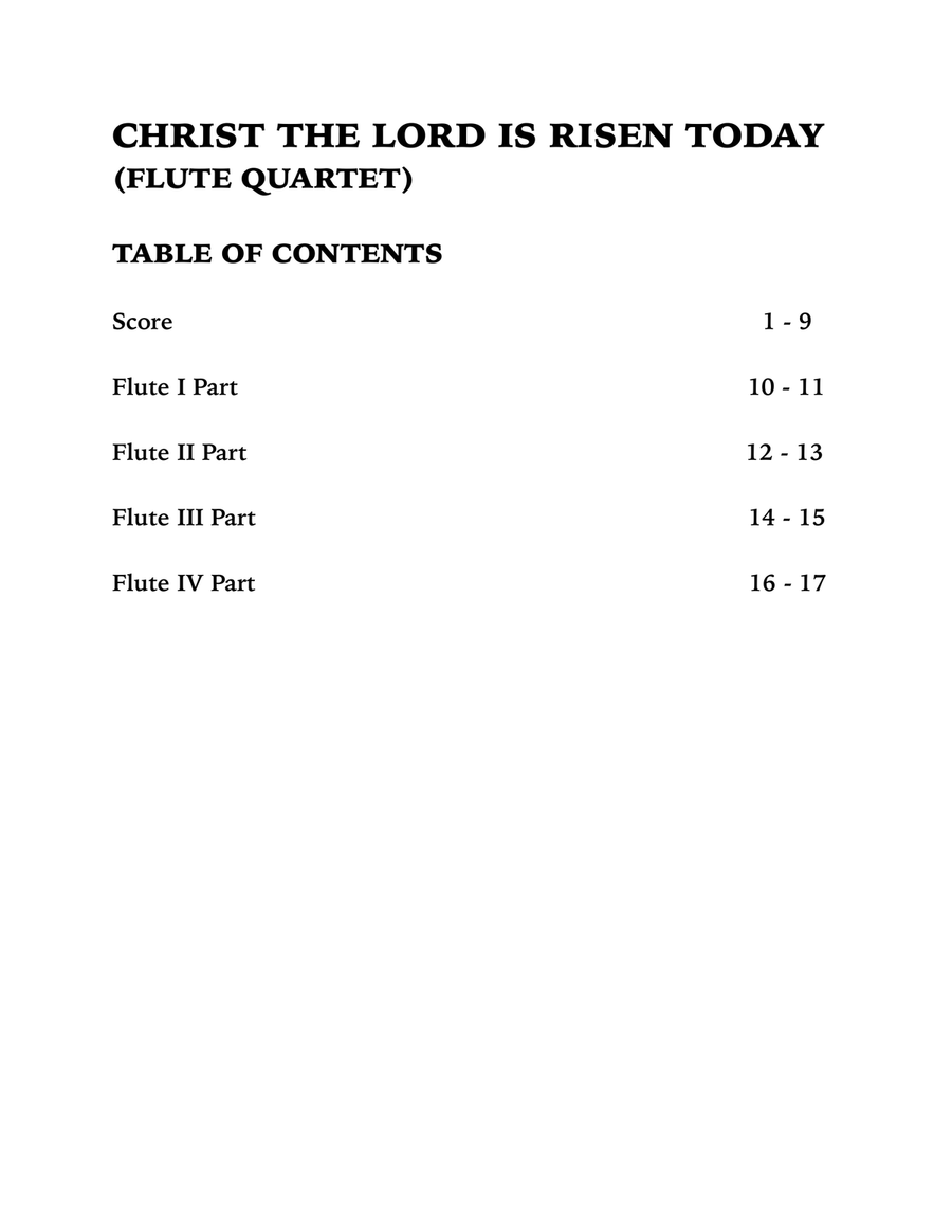 Christ the Lord is Risen Today (Flute Quartet) Flute Quartet scores gallery preview page 4