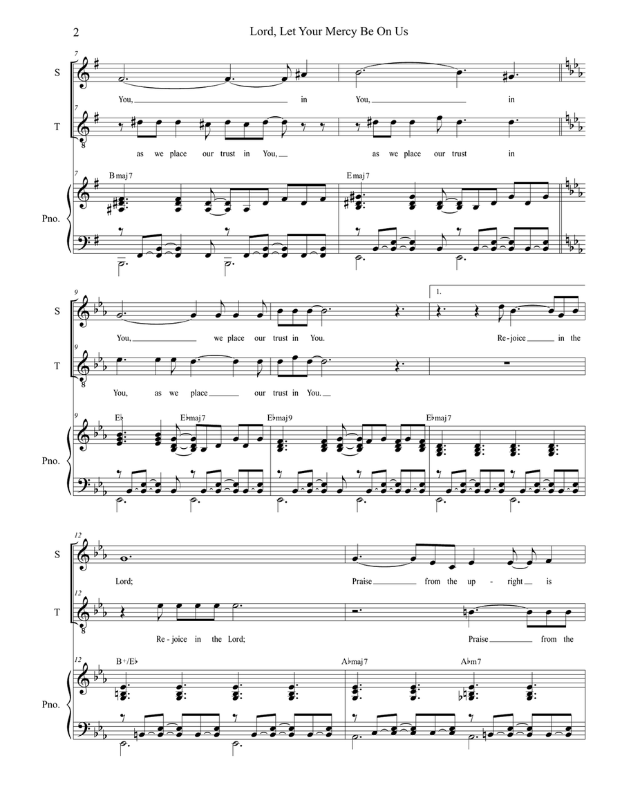 Lord, Let Your Mercy Be On Us (Psalm 33) (Duet for Soprano and Tenor solo) Tenor Voice scores gallery preview page 2