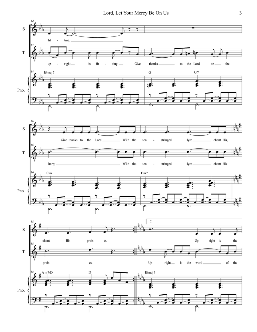 Lord, Let Your Mercy Be On Us (Psalm 33) (Duet for Soprano and Tenor solo) Tenor Voice scores gallery preview page 3