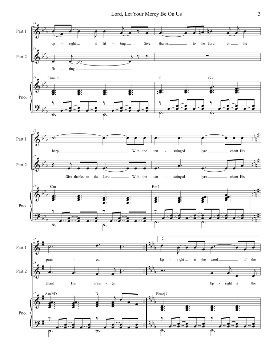 Lord, Let Your Mercy Be On Us (Psalm 33) (2-part choir) 2-Part scores gallery preview page 3