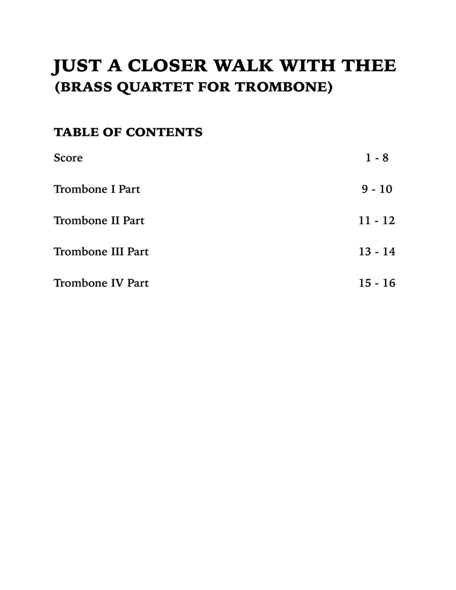 Just a Closer Walk with Thee / Solace (Trombone Quartet) Brass Quartet scores gallery preview page 4