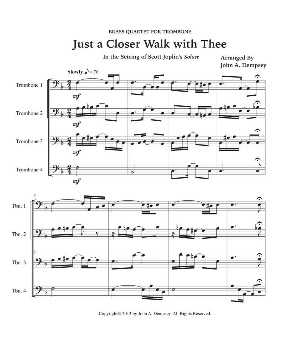 Just a Closer Walk with Thee / Solace (Trombone Quartet) Brass Quartet scores gallery preview page 5