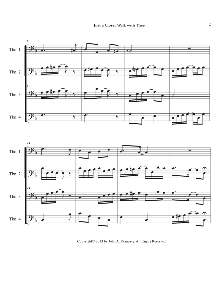 Just a Closer Walk with Thee / Solace (Trombone Quartet) Brass Quartet scores gallery preview page 6