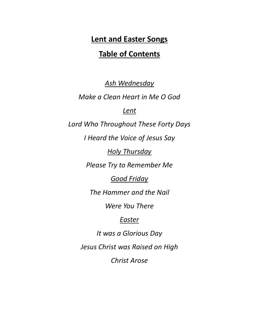 Lent and Easter music book - 9 songs - choir and instrumental pieces Choir scores gallery preview page 2