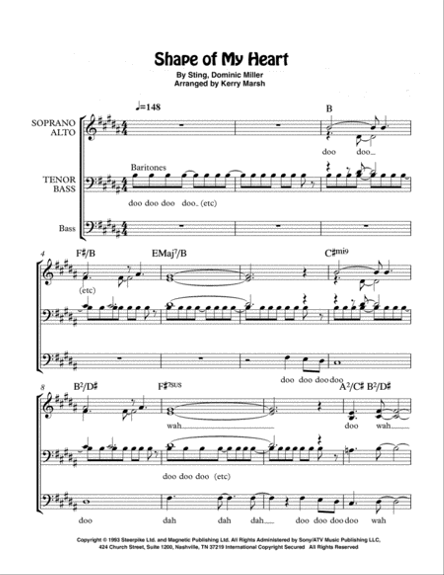 Shape Of My Heart Choir scores gallery preview page 1