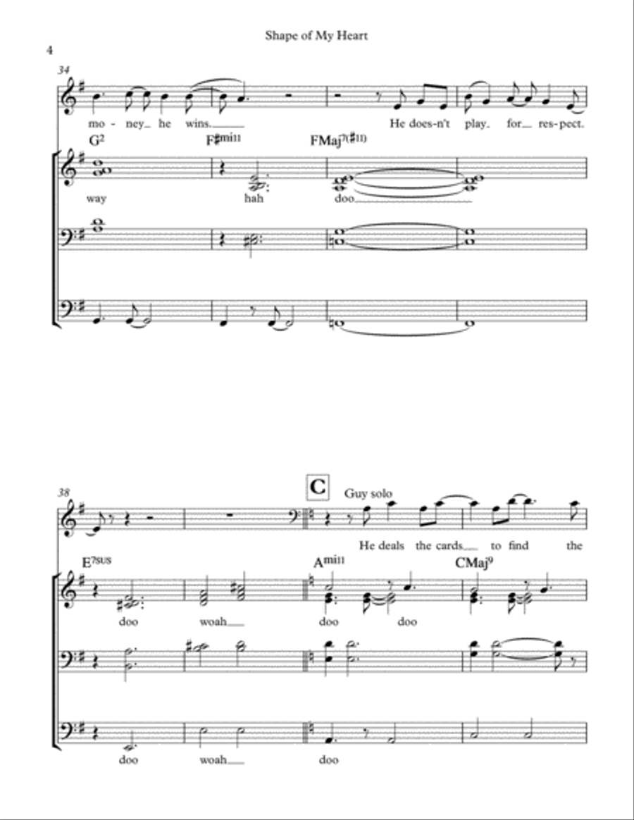 Shape Of My Heart Choir scores gallery preview page 4