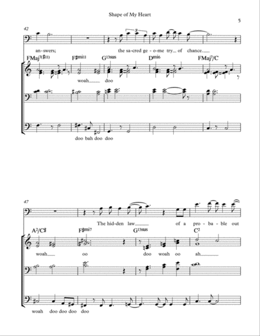 Shape Of My Heart Choir scores gallery preview page 5