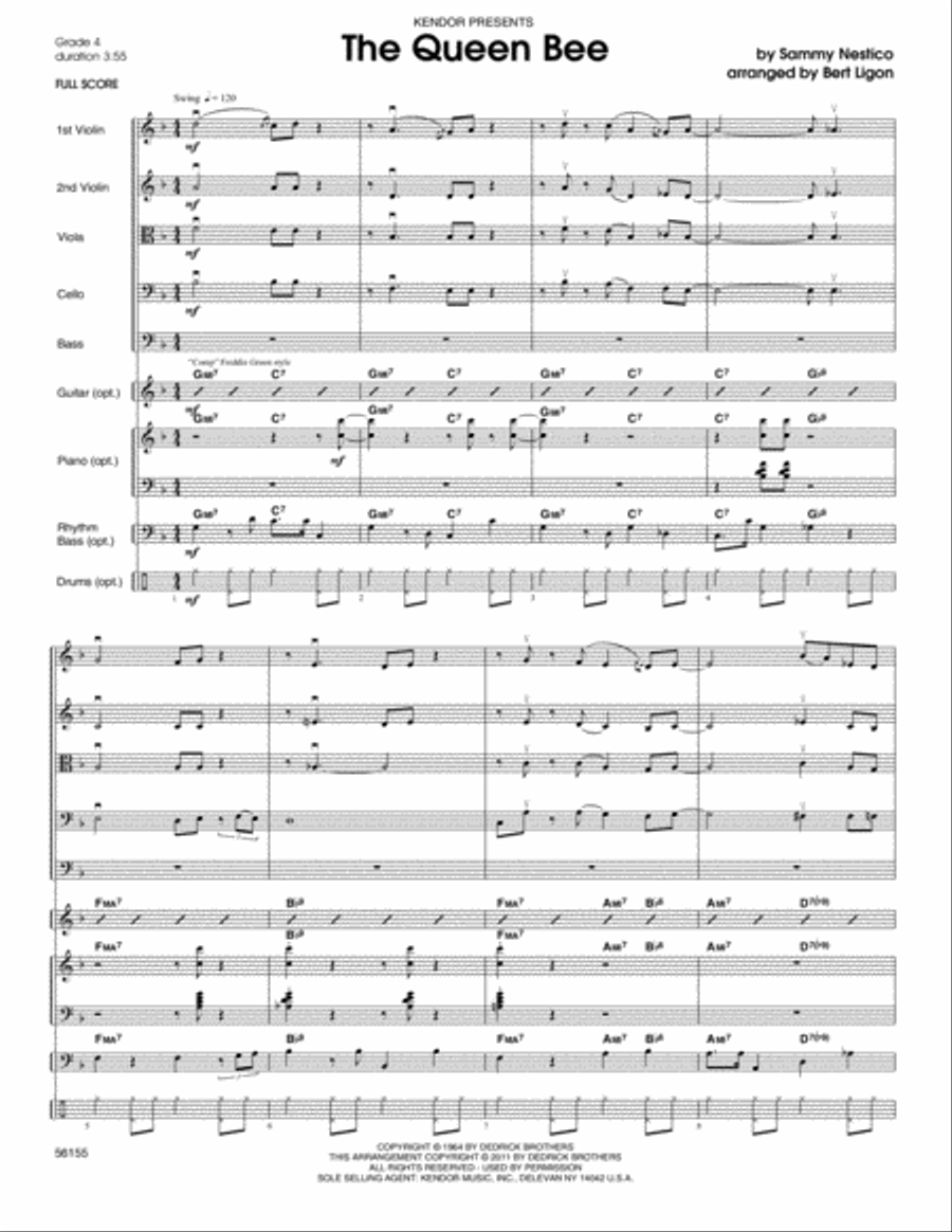 The Queen Bee - Full Score by Sammy Nestico String Orchestra - Digital Sheet Music