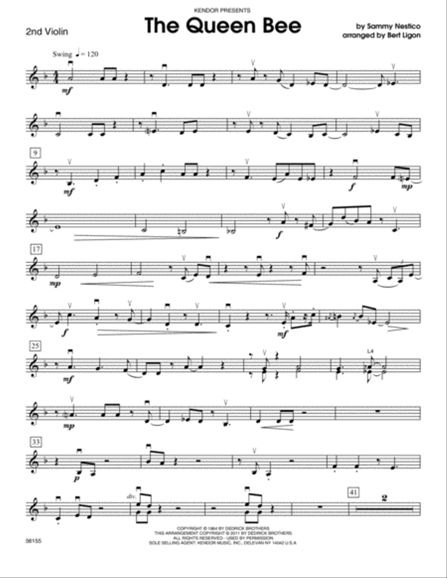 The Queen Bee - 2nd Violin by Sammy Nestico String Orchestra - Digital Sheet Music