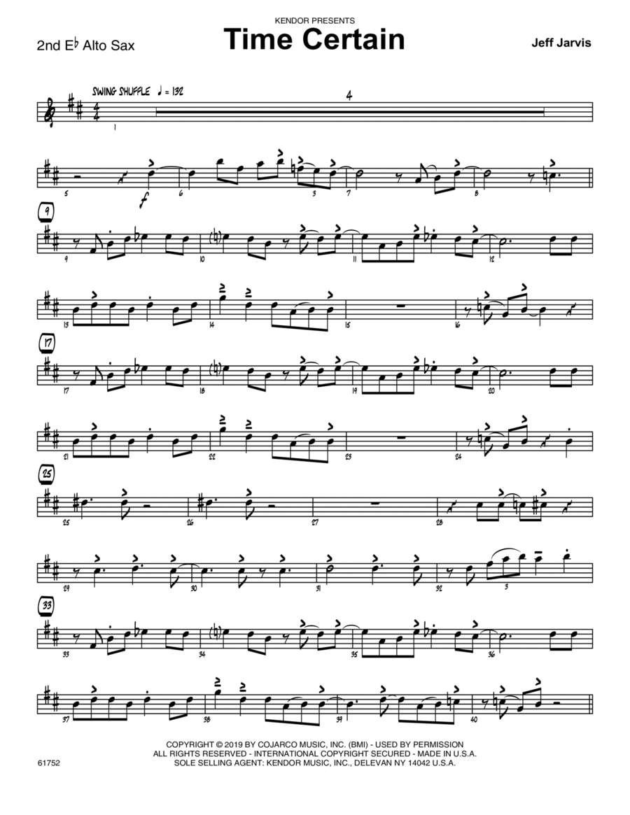 Time Certain - 2nd Eb Alto Saxophone Jazz Ensemble scores gallery preview page 1