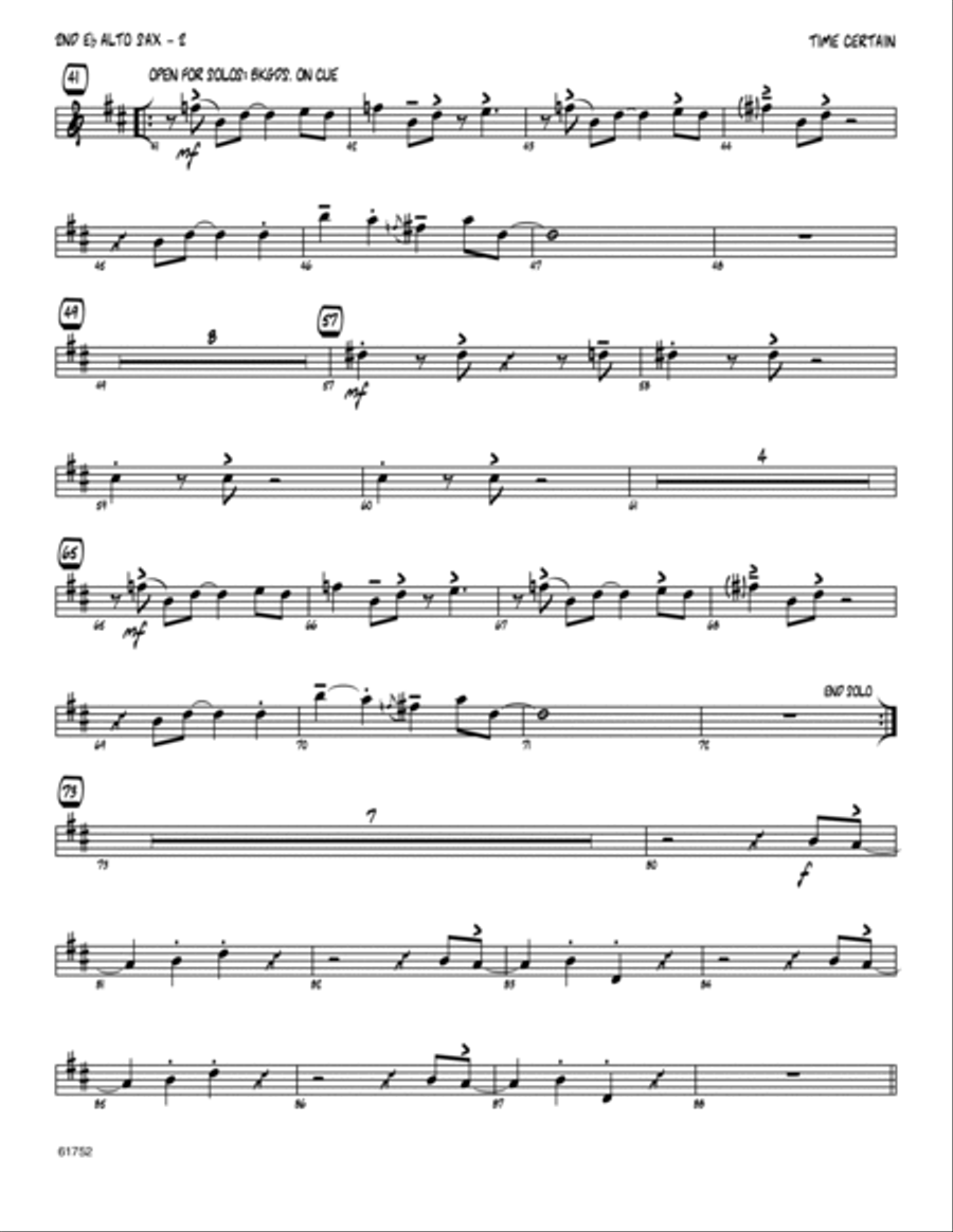 Time Certain - 2nd Eb Alto Saxophone Jazz Ensemble scores gallery preview page 2