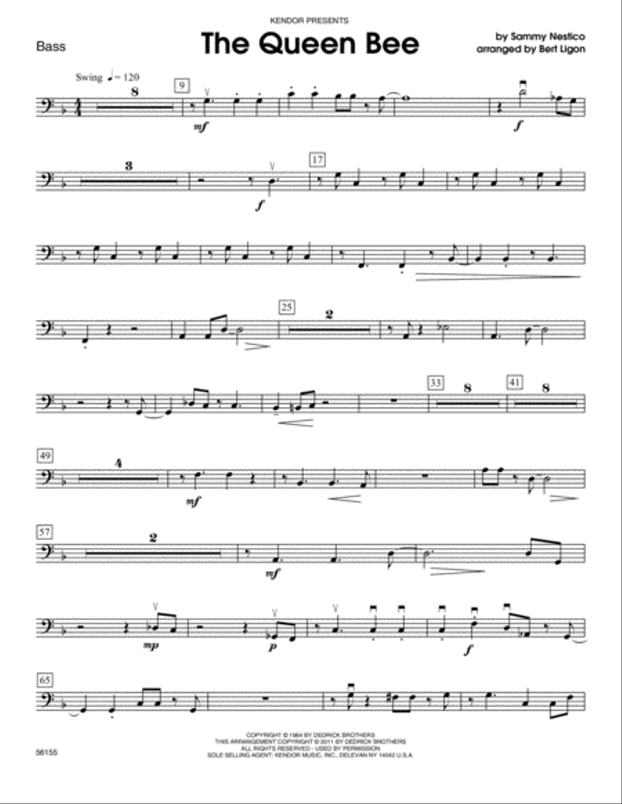 The Queen Bee - Bass by Sammy Nestico String Orchestra - Digital Sheet Music