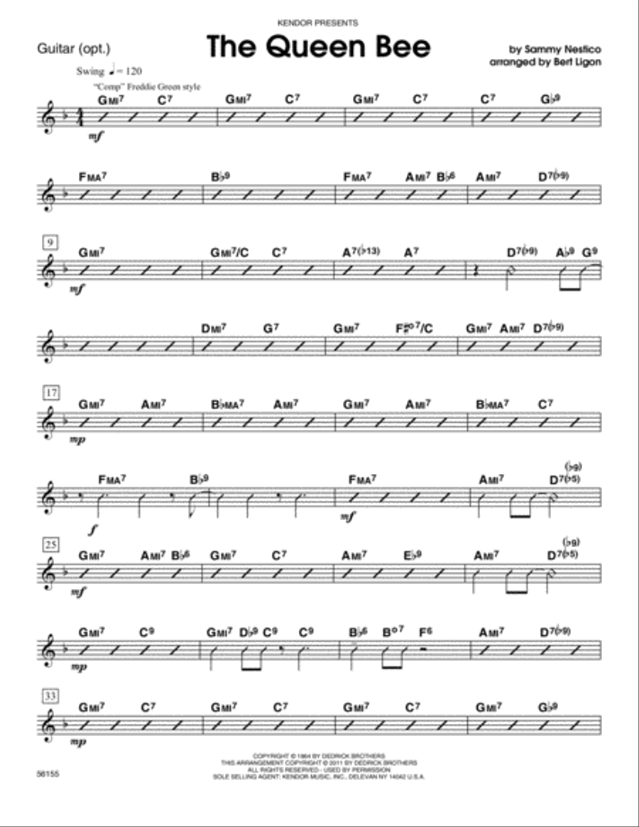 The Queen Bee - Guitar by Sammy Nestico String Orchestra - Digital Sheet Music