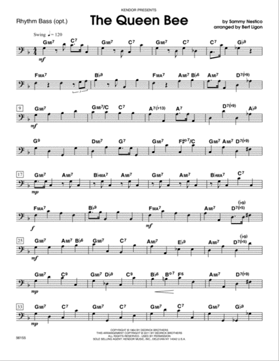 The Queen Bee - Electric Bass by Sammy Nestico Bass Guitar - Digital Sheet Music