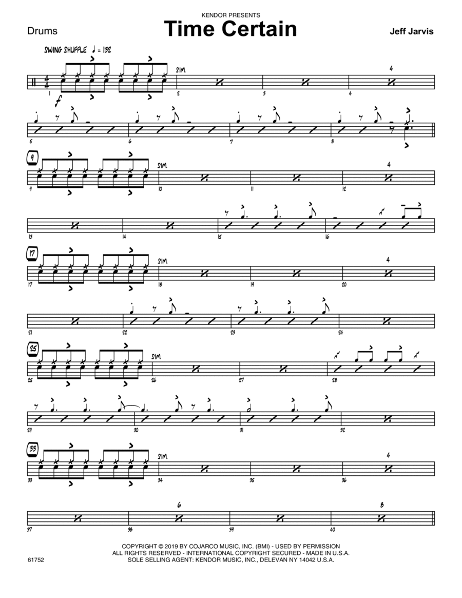 Time Certain - Drum Set Jazz Ensemble scores gallery preview page 1