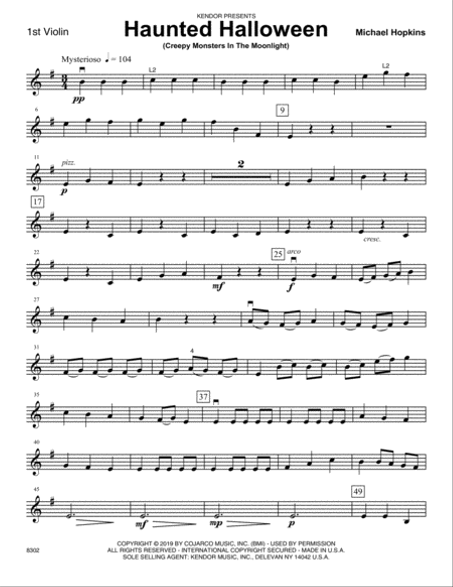 Haunted Halloween (Creepy Monsters In The Moonlight) - 1st Violin String Orchestra scores gallery preview page 1