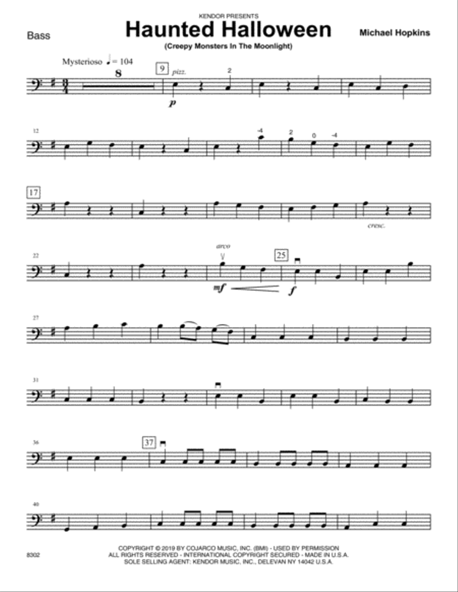 Haunted Halloween (Creepy Monsters In The Moonlight) - Bass String Orchestra scores gallery preview page 1