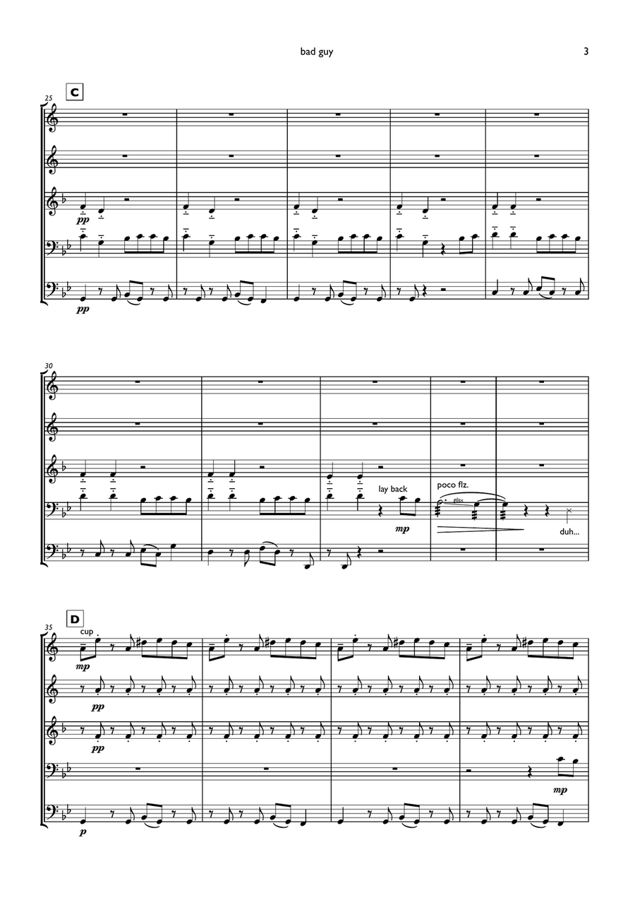 Bad Guy Bad Guy Brass Ensemble scores gallery preview page 3