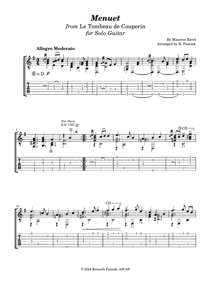 Menuet from Le Tombeau de Couperin (for Solo Guitar) Acoustic Guitar scores gallery preview page 3