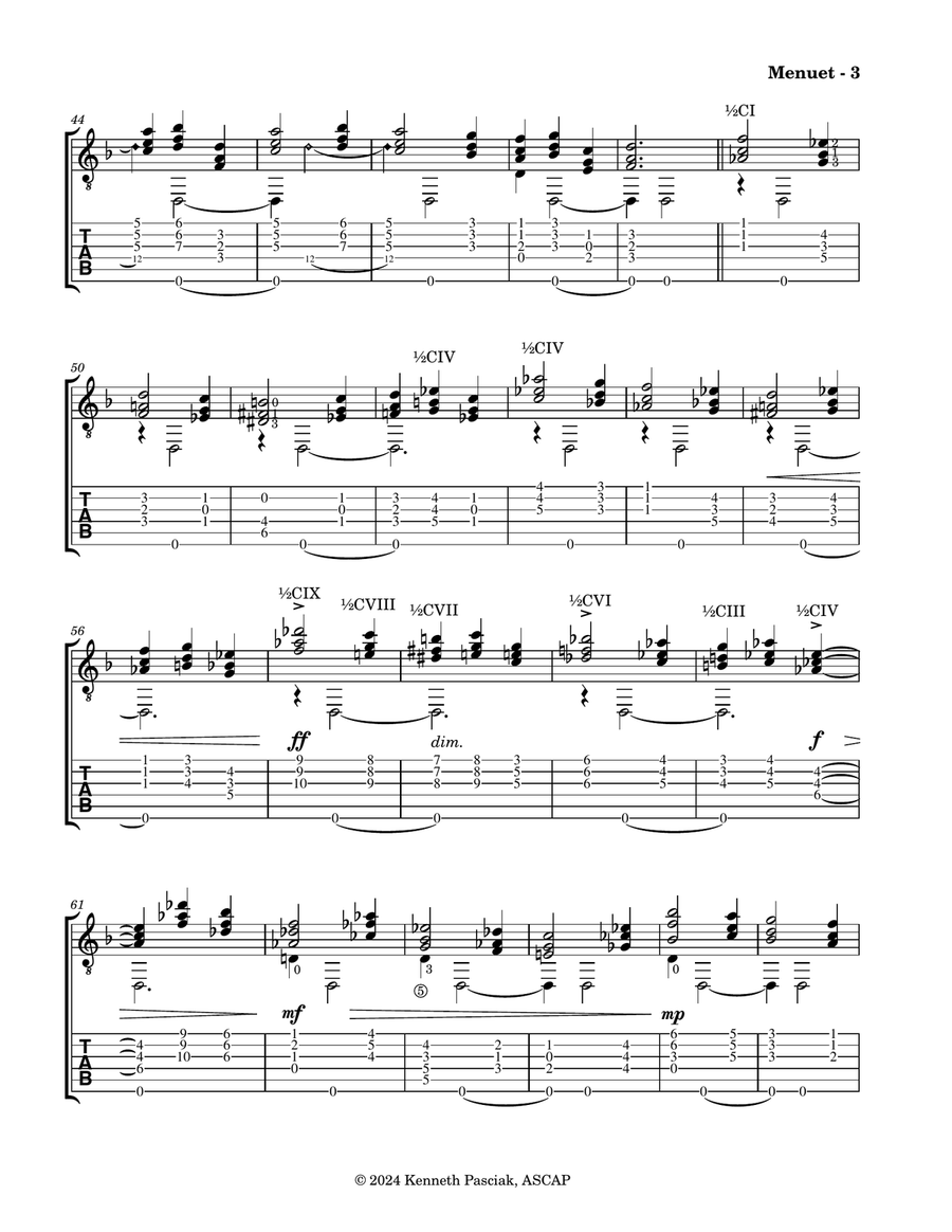 Menuet from Le Tombeau de Couperin (for Solo Guitar) Acoustic Guitar scores gallery preview page 5