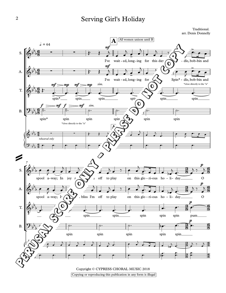 Serving Girl's Holiday Serving Girl's Holiday 4-Part scores gallery preview page 2