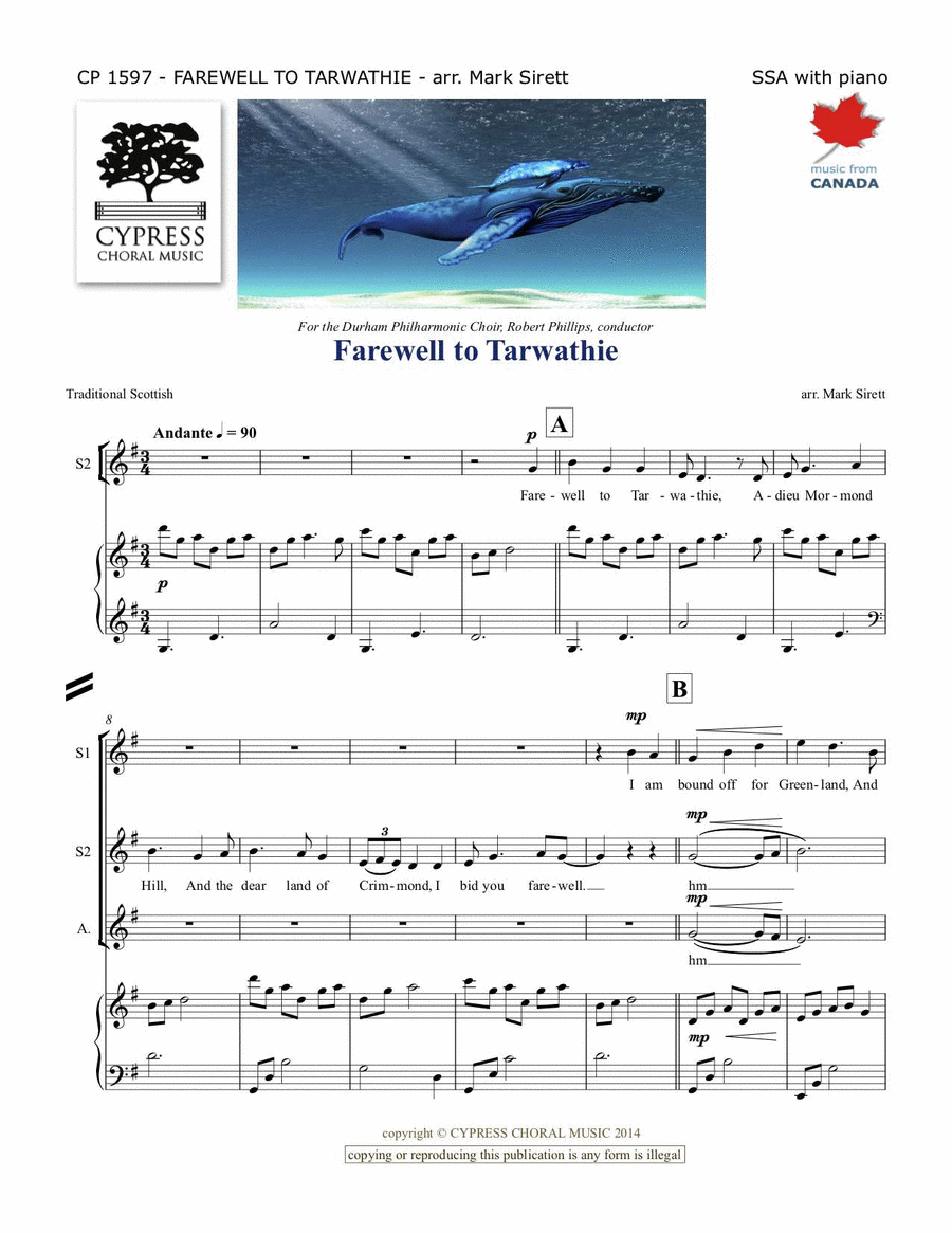 Farewell To Tarwathie Farewell To Tarwathie SSA scores gallery preview page 1