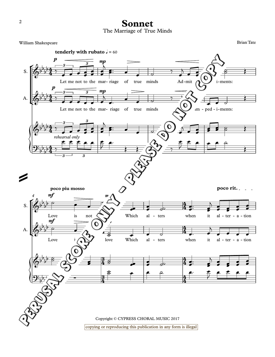 Sonnet : The Marriage Of True Minds 4-Part scores gallery preview page 2