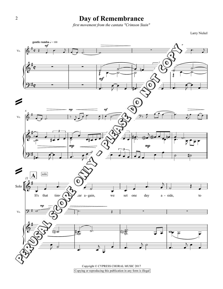 Day Of Remembrance - (Crimson Stain) 4-Part scores gallery preview page 2