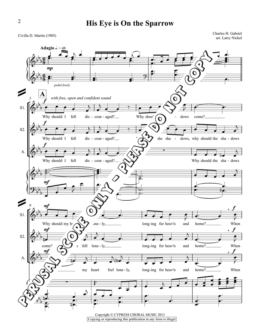 His Eye Is On The Sparrow SSA scores gallery preview page 2