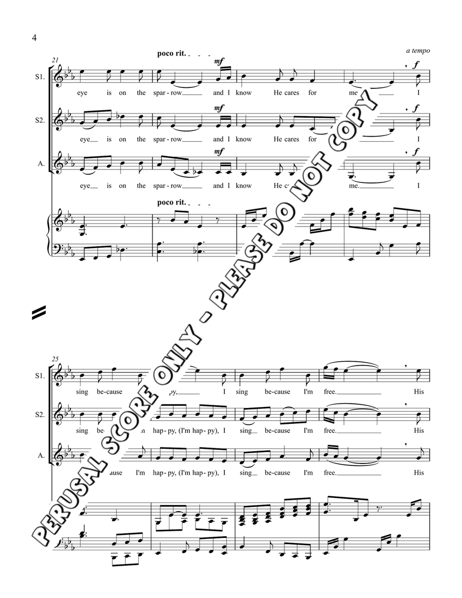 His Eye Is On The Sparrow SSA scores gallery preview page 4