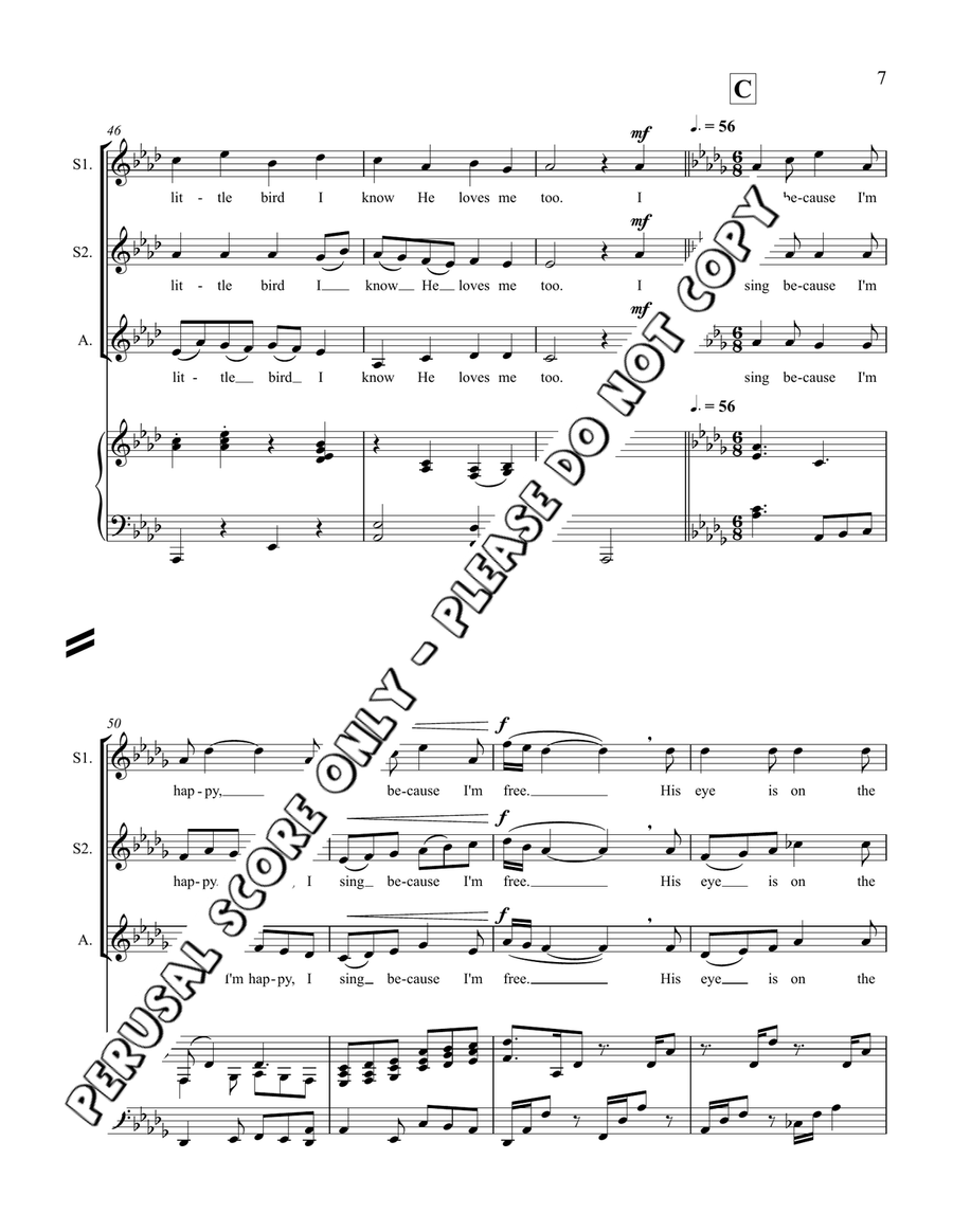 His Eye Is On The Sparrow SSA scores gallery preview page 7