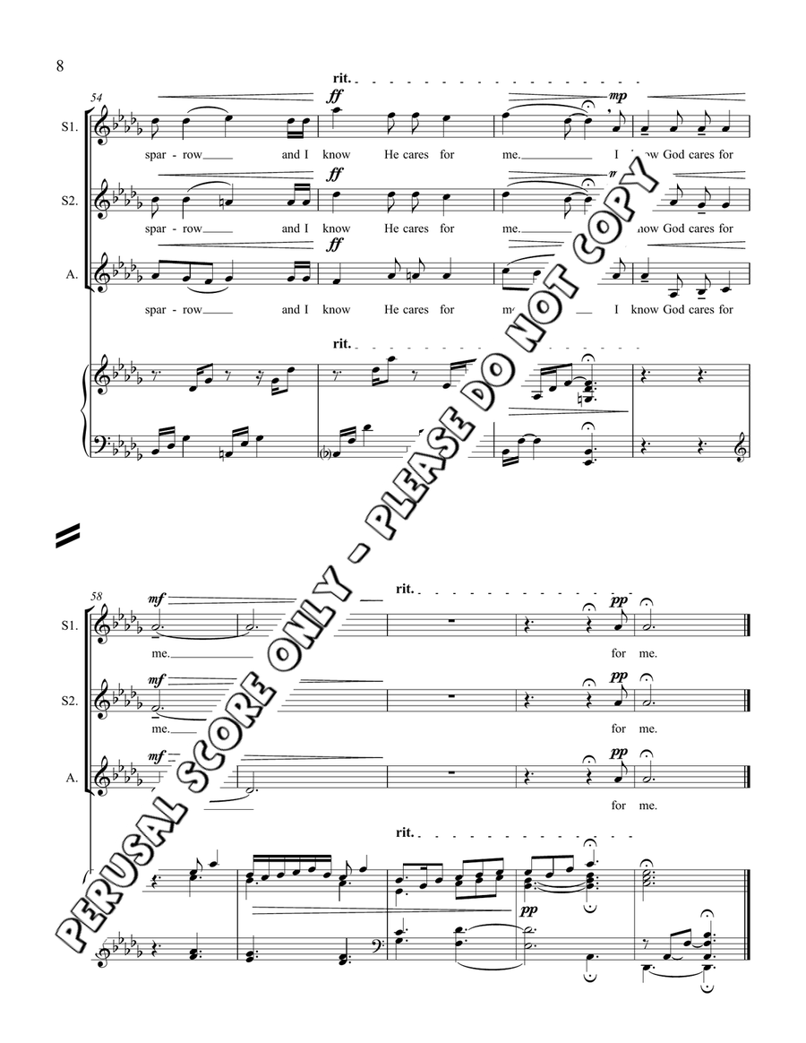 His Eye Is On The Sparrow SSA scores gallery preview page 8
