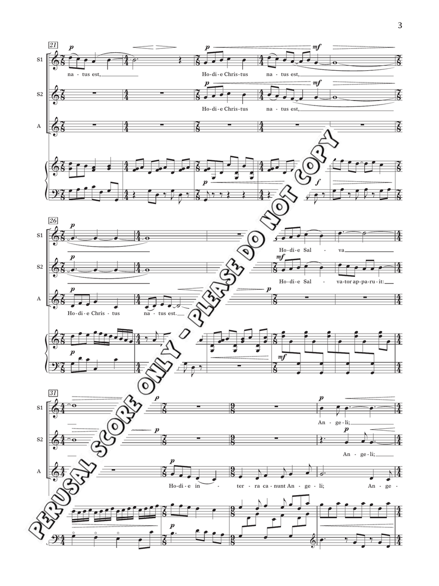 Hodie Christus Natus Est - Harp Version SSAA scores gallery preview page 3
